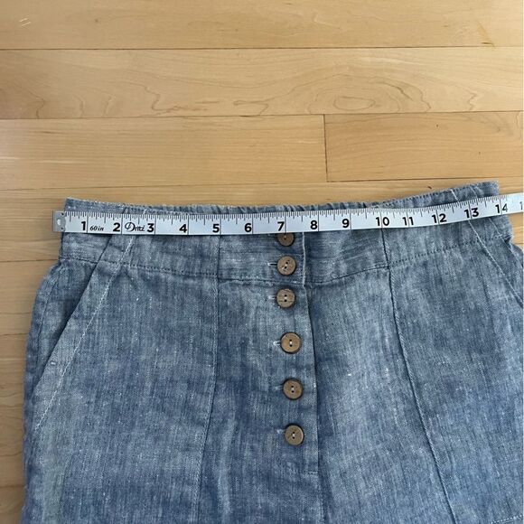 MagicLinen Tapered Leg Button Fly Linen Pants in Blue Melange S NWOT - Picture 5 of 12